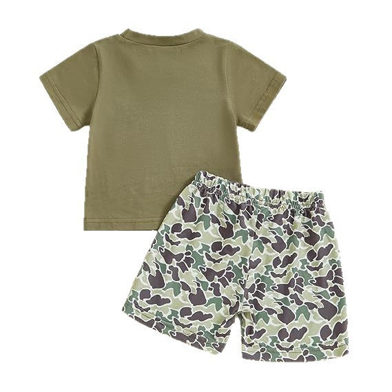 Casual Camouflage Short SleeveShorts Set for Boys, Kids Two-Piece Outfit