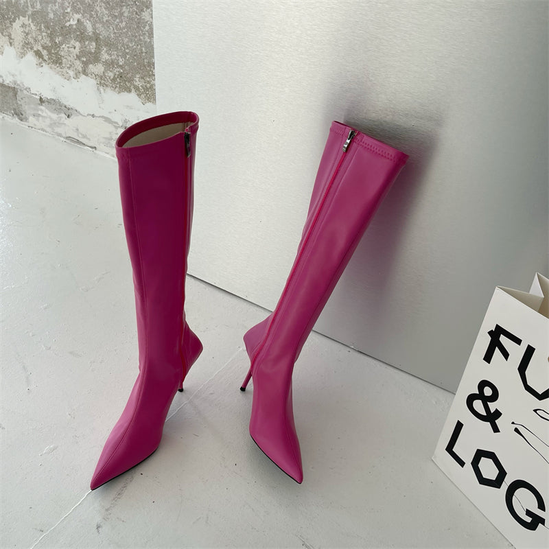 Autumn New Women's Boots Fashion Temperament Colorful Pointed Long Boots Slim Heels High Heels Boots