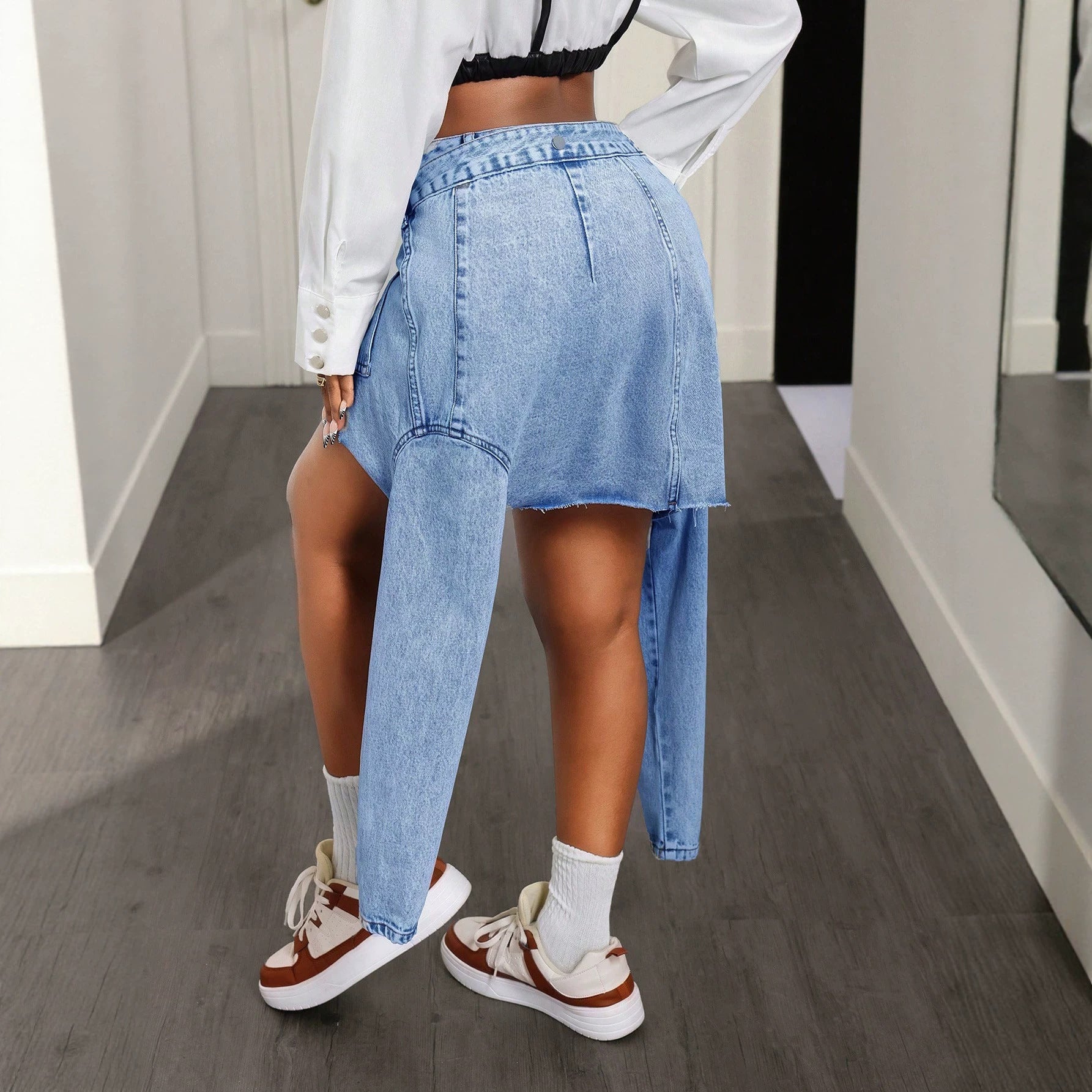 Irregular denim skirt
