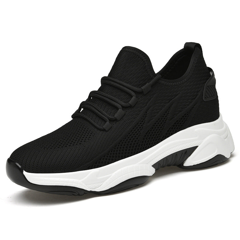 Tie-up Height-Increasing Shoes for Men, Breathable Mesh Casual Dad Shoes