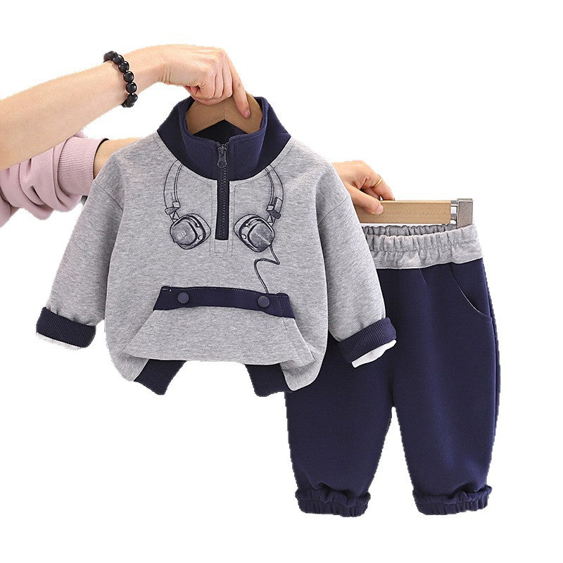 Baby casual hoodie long sleeved two-piece set