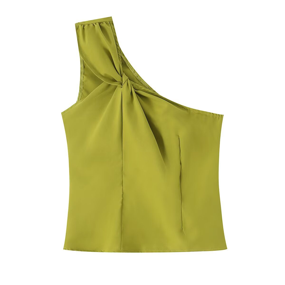 Spicy girl irregular one shoulder twisted pleated sleeveless top