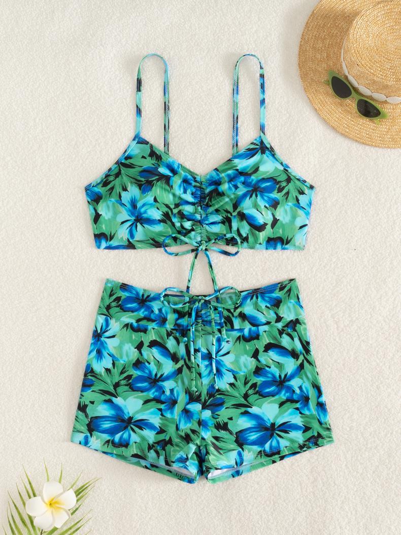 Drawstring Split Swimsuit Bikini