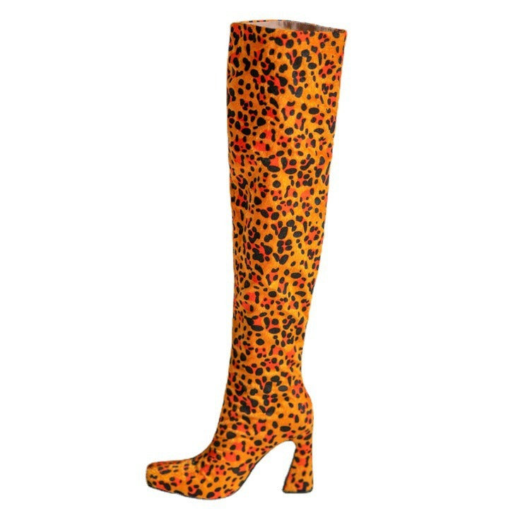 pop print autumn winter boots women fashion over the knee high boots woman sexy high heels runway boots