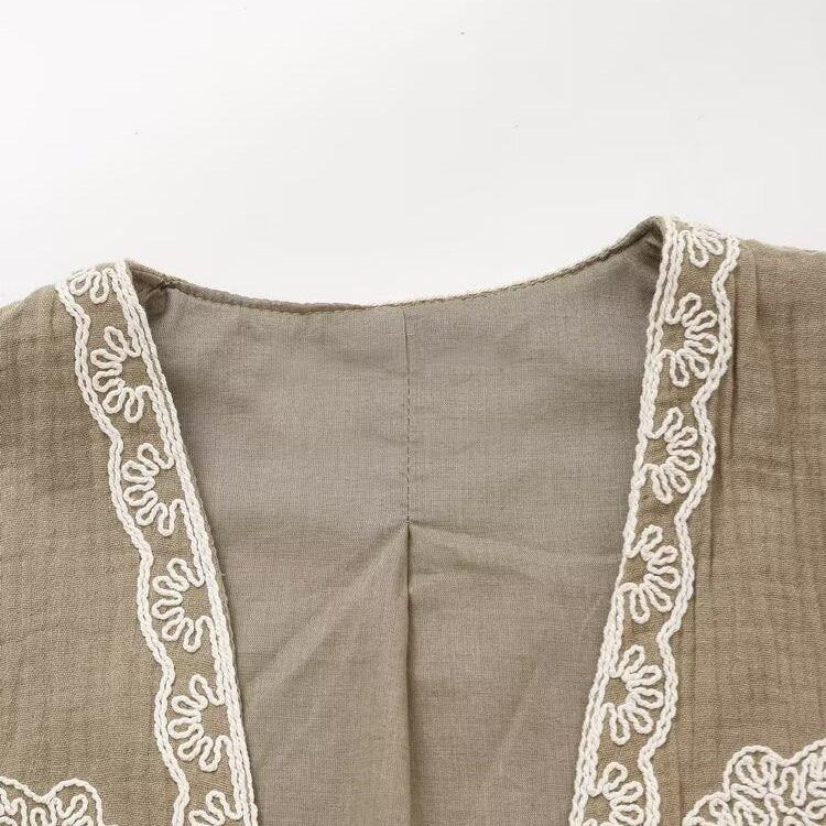Ethnic style street embroidered short vest