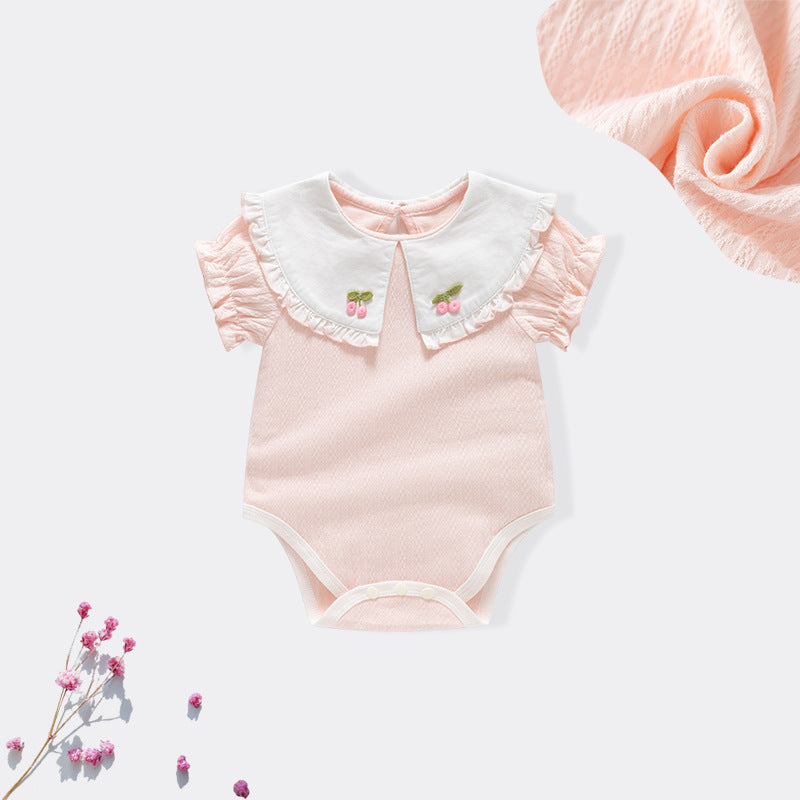 Short sleeved doll collar jumpsuit