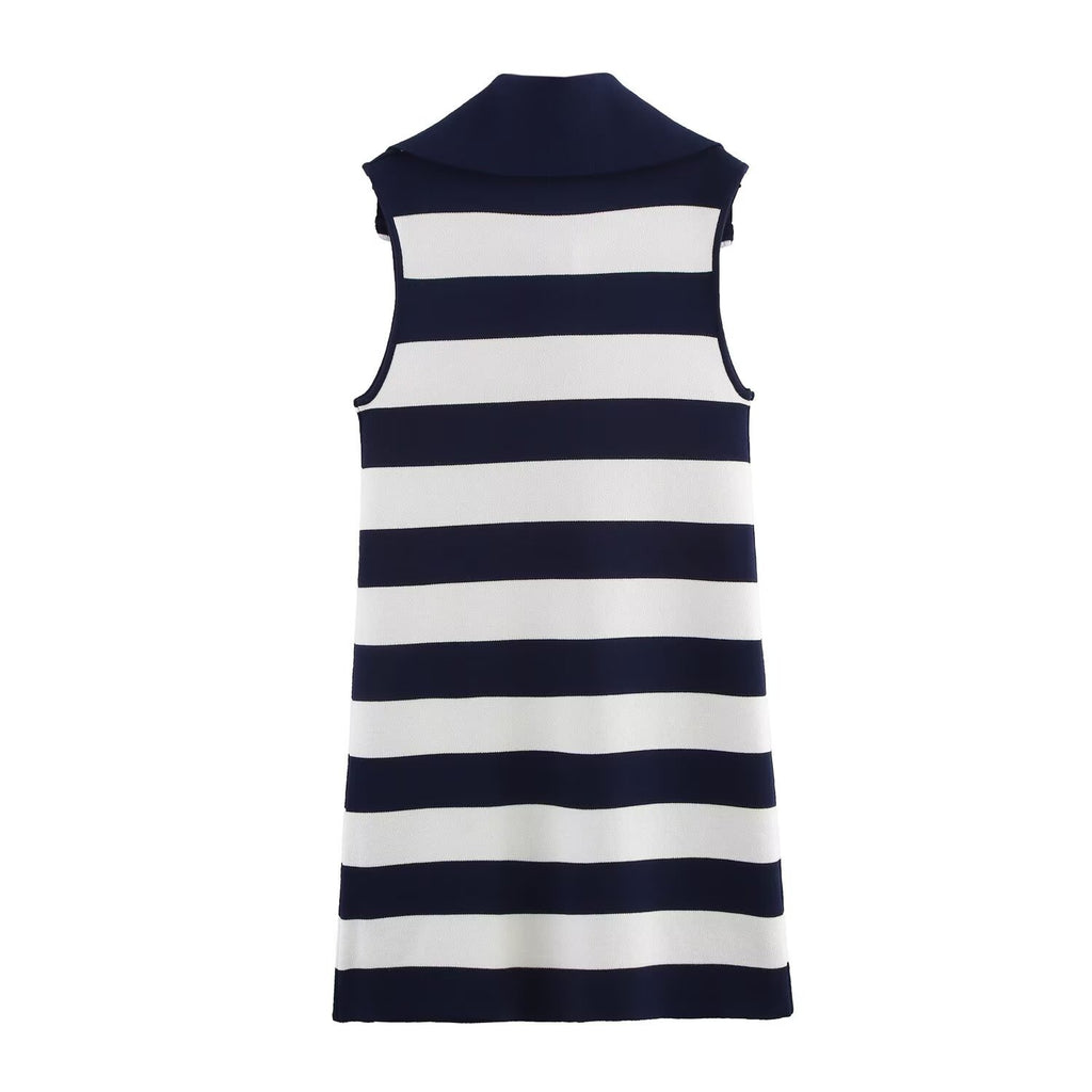Street striped knitted sleeveless dress