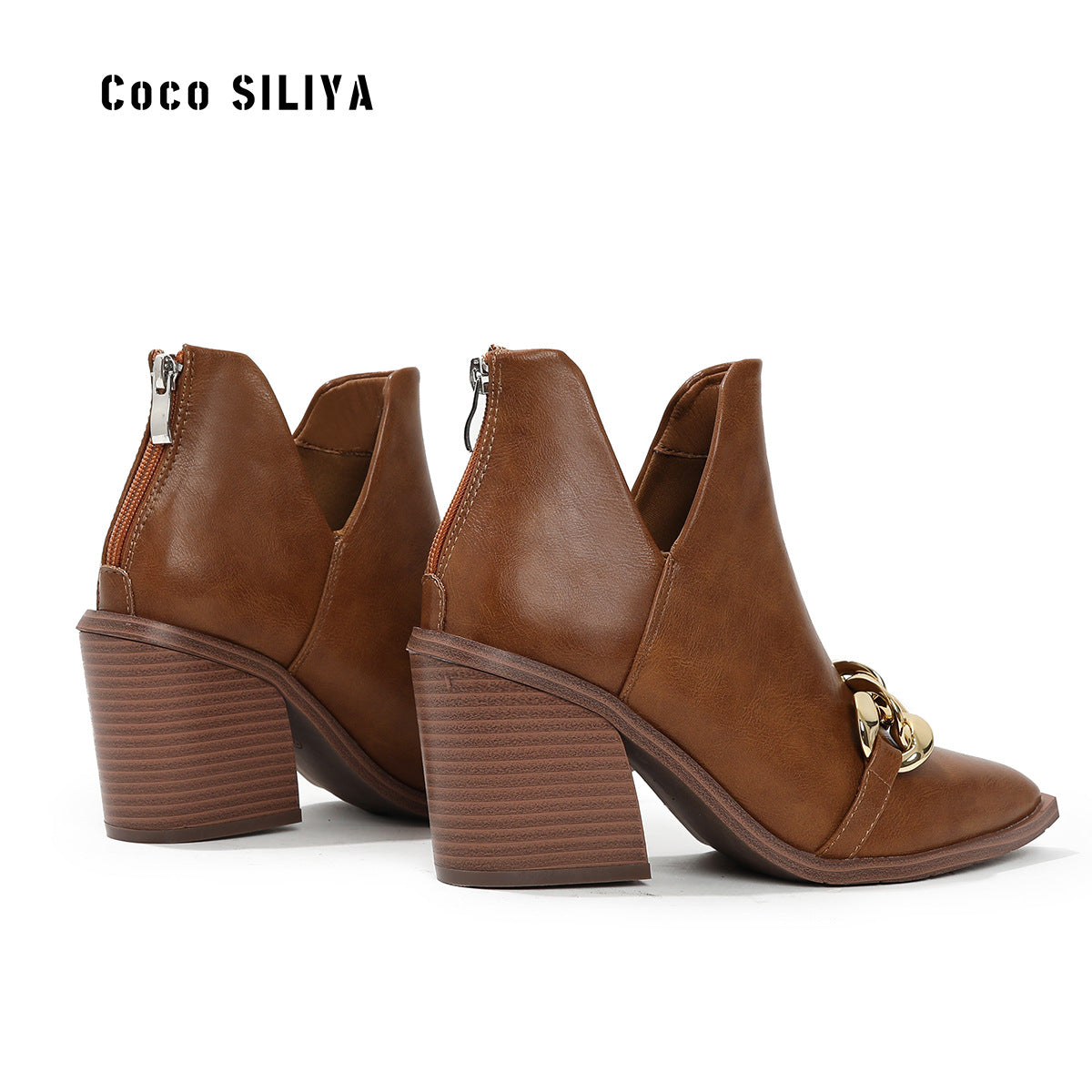 Short Boots Large Thick Heel High Heel Chelsea Women's Boots