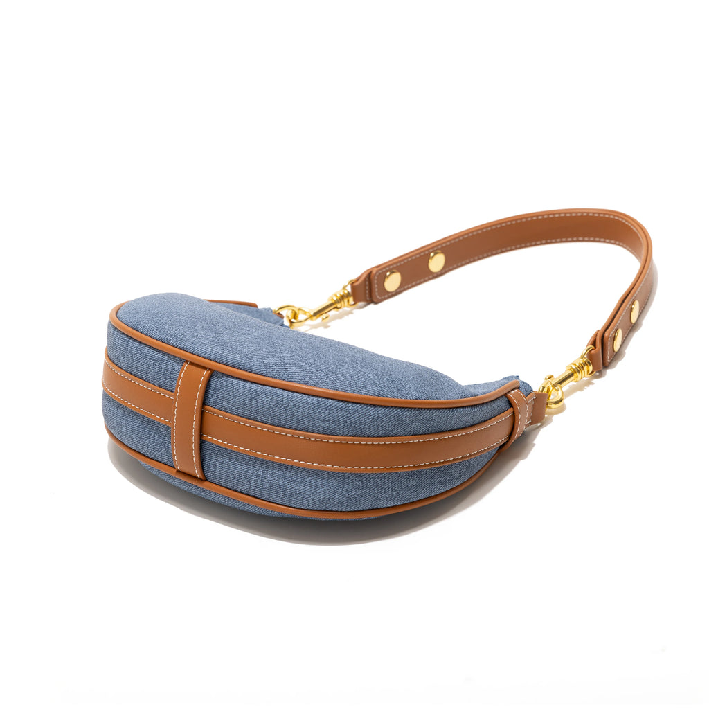 Denim Half Moon Women Hobo Shoulder Purses  Luxury Brand Leather Tote Handbag Vintage Sling Crossbody Bag