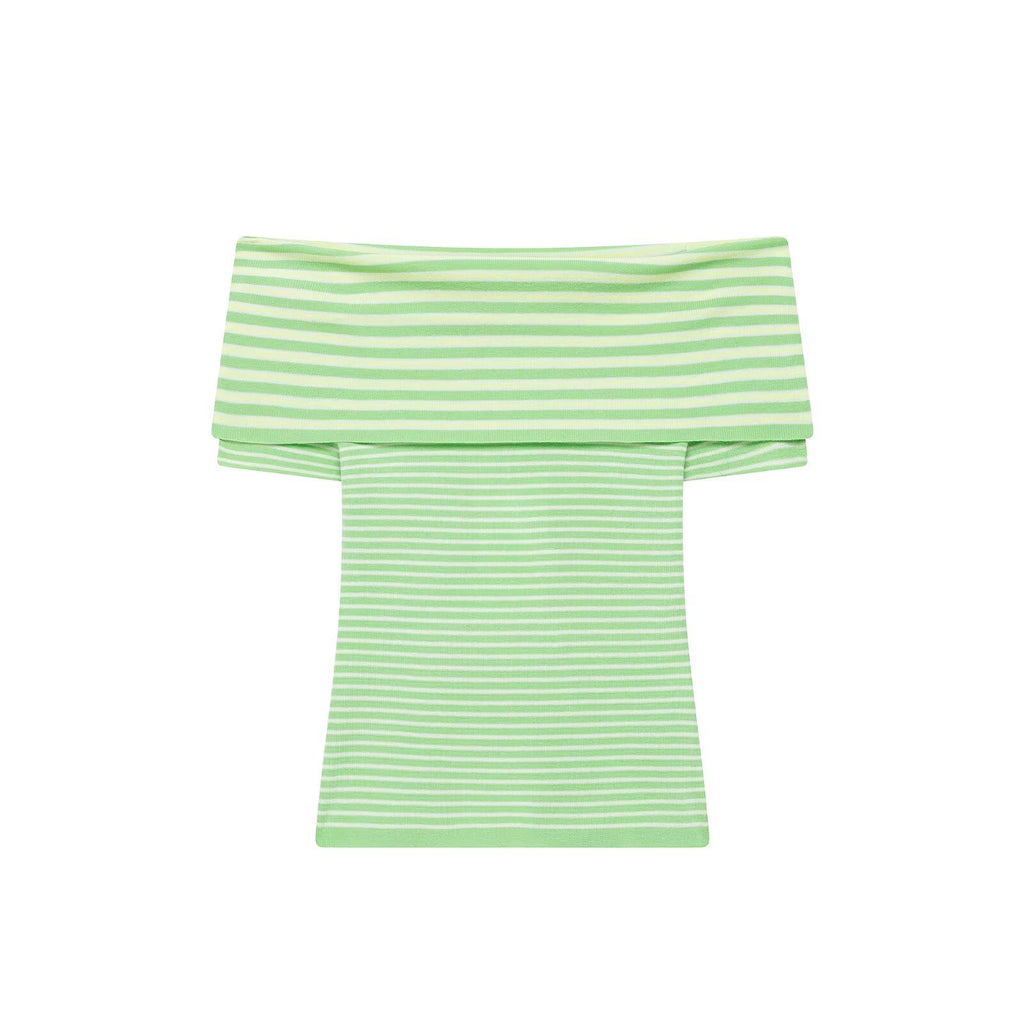 Pure Desire Striped Off Shoulder Knitted Top