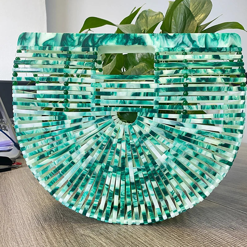 Luxury Designer Handbag Clear Acrylic Bag For Women Green Famous Basket Clutch High Quality Fashion First Class Brand Bags