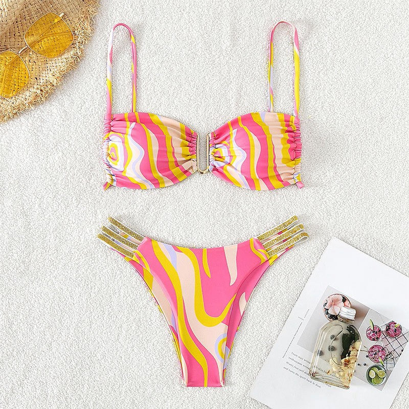 Ripple Pattern Bikini Set for Women