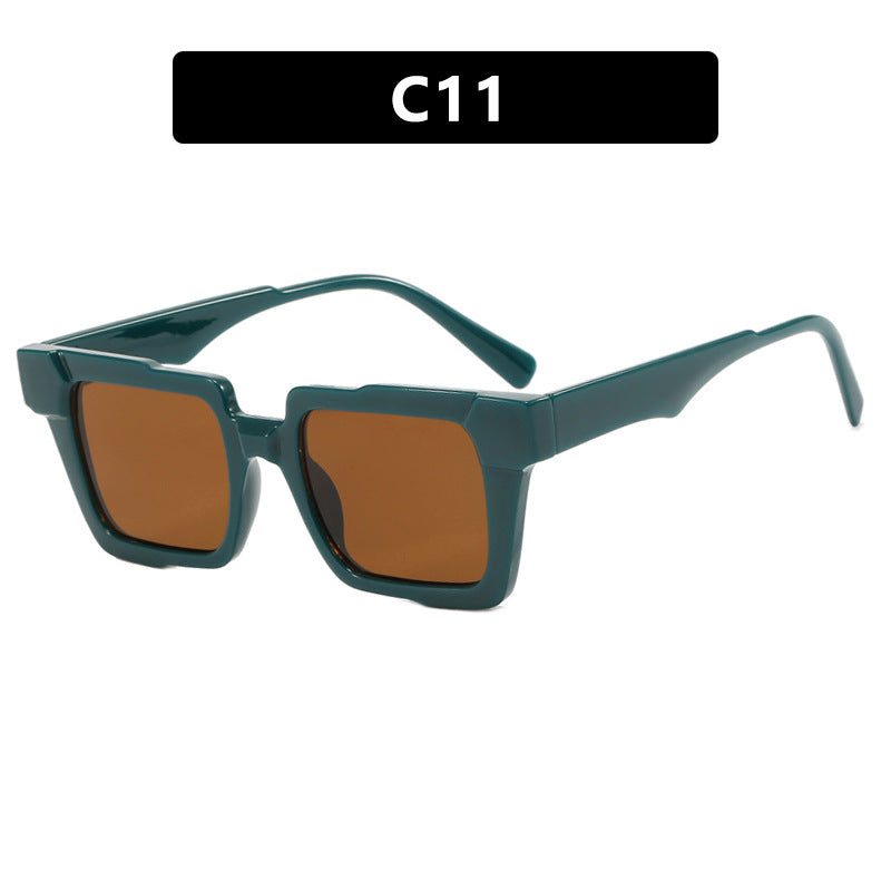 Square color blocked glasses frame, anti blue light flat lens, fashionable ins glasses frame, high-end feel, exaggerated personality, female