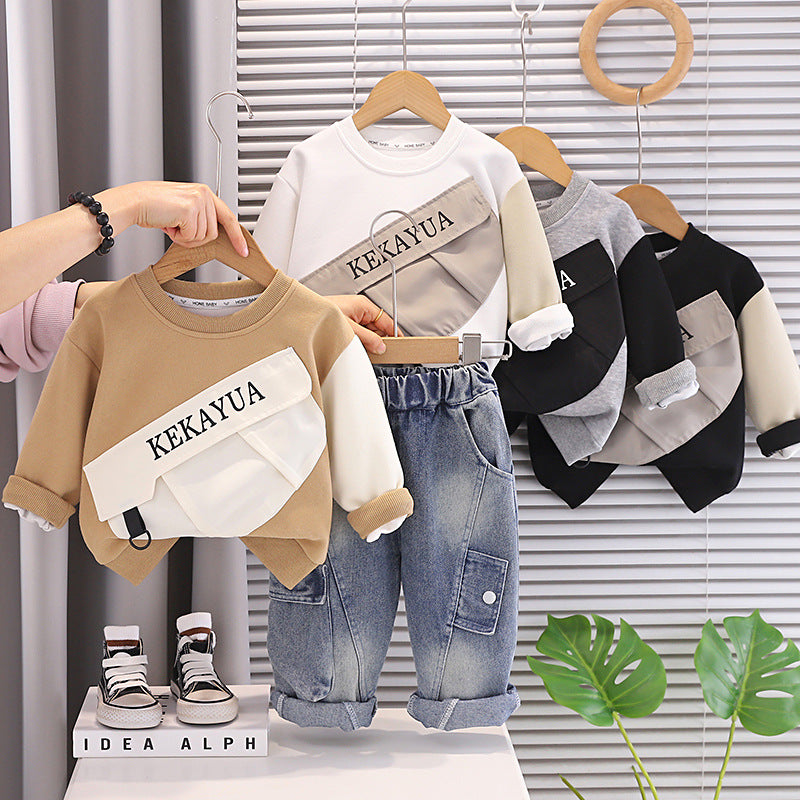Long sleeved hoodie two-piece set for baby children's clothing