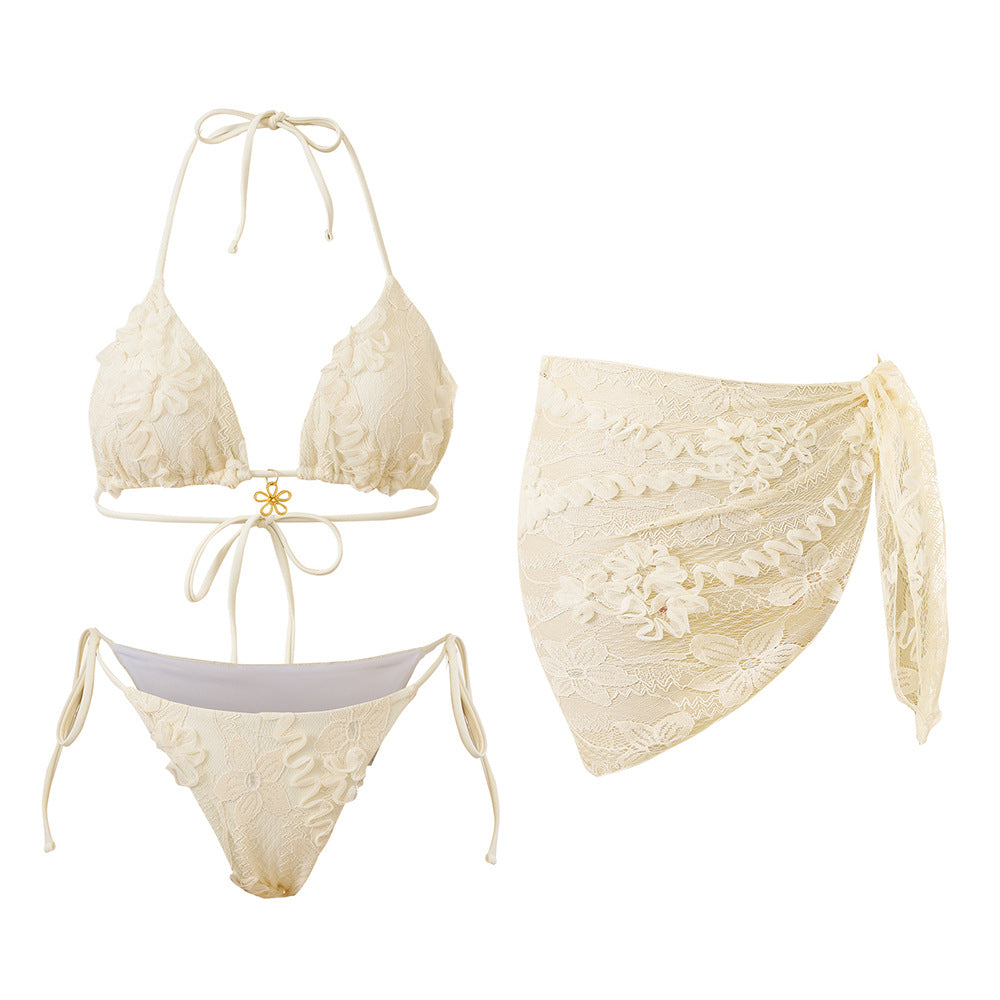 Lace bikini three piece set