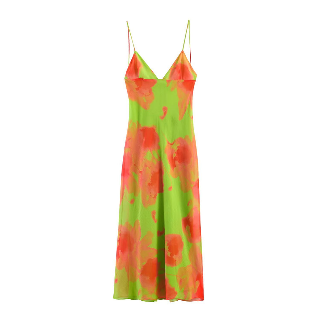 Spicy Girl Printed Strap Flute Dress