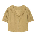 Embroidered small round collar shirt