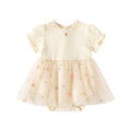 Short sleeved mesh floral skirt for women