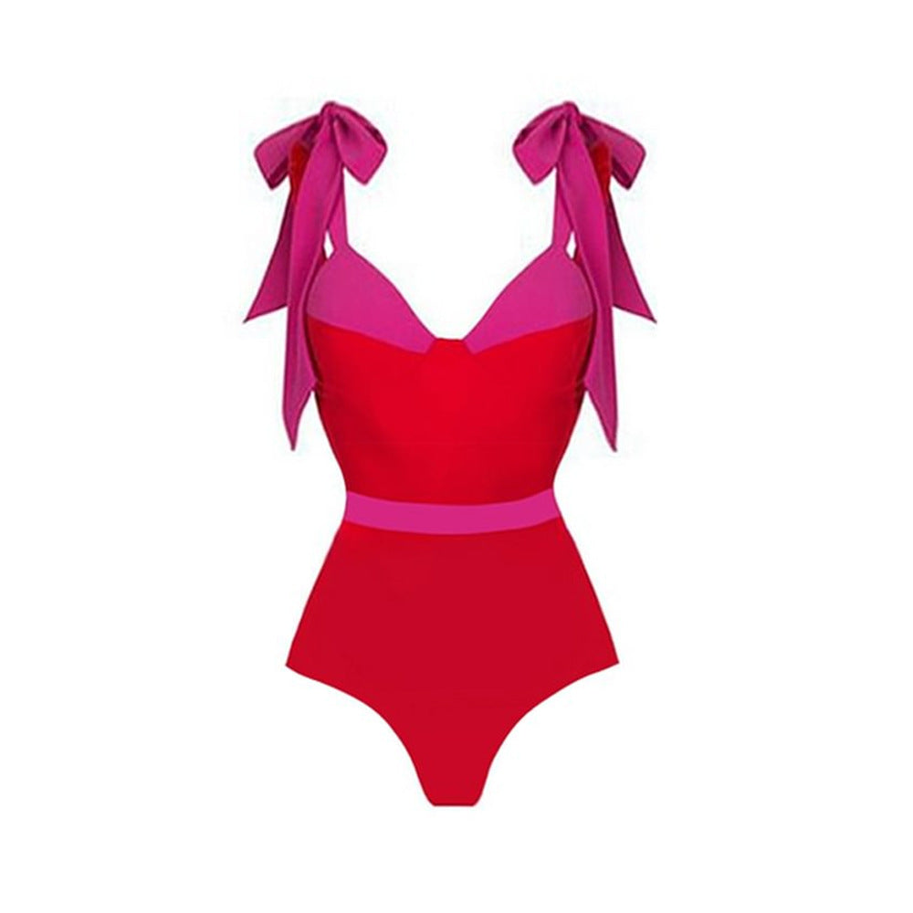 Butterfly Knot Strap One-Piece Swimsuit for Women, Beach Vacation Swimwear