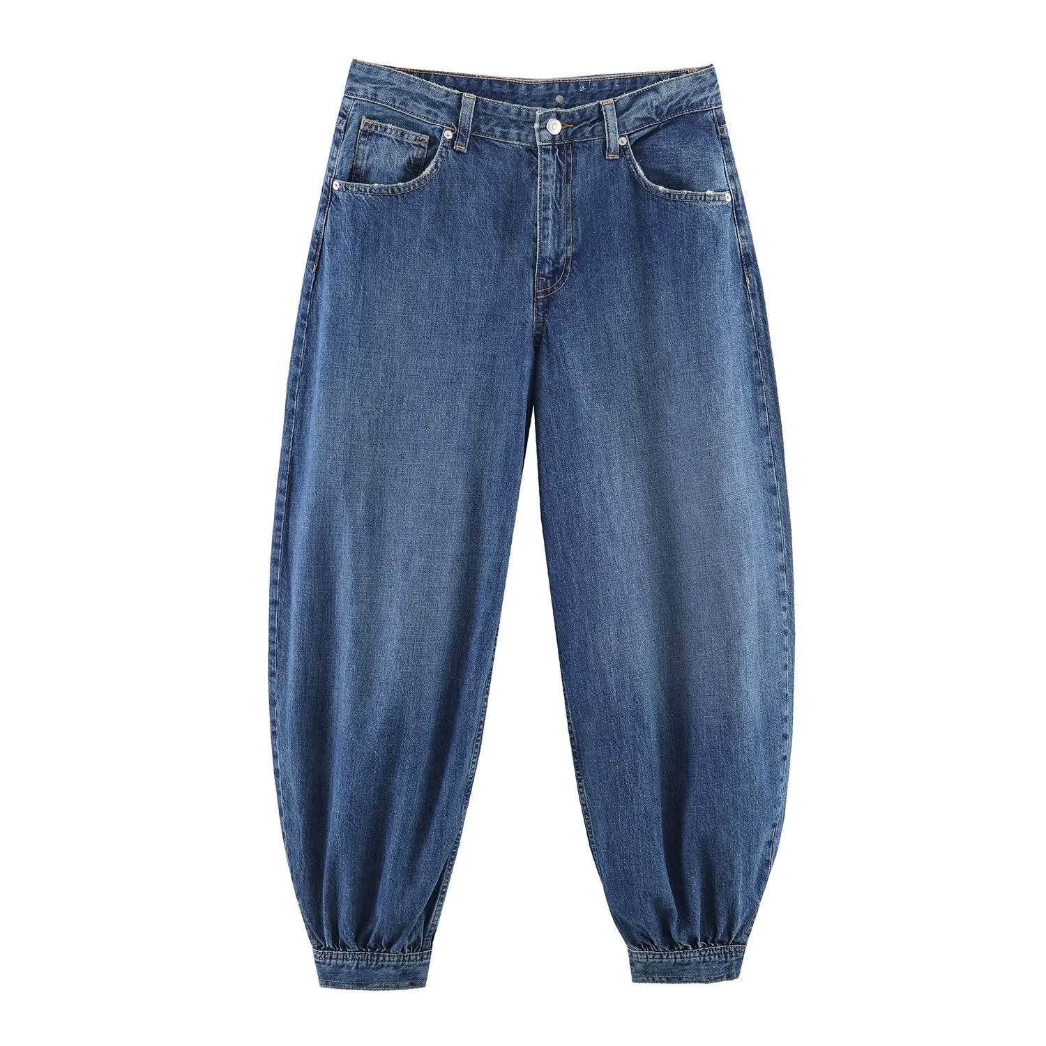 Casual style waist loop with balloon version jeans