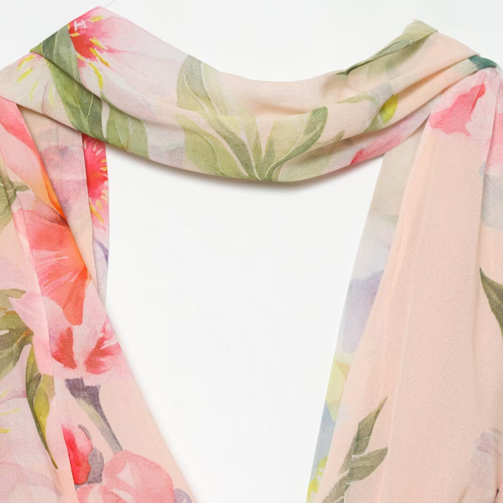 Spicy girl scarf decoration chiffon dress