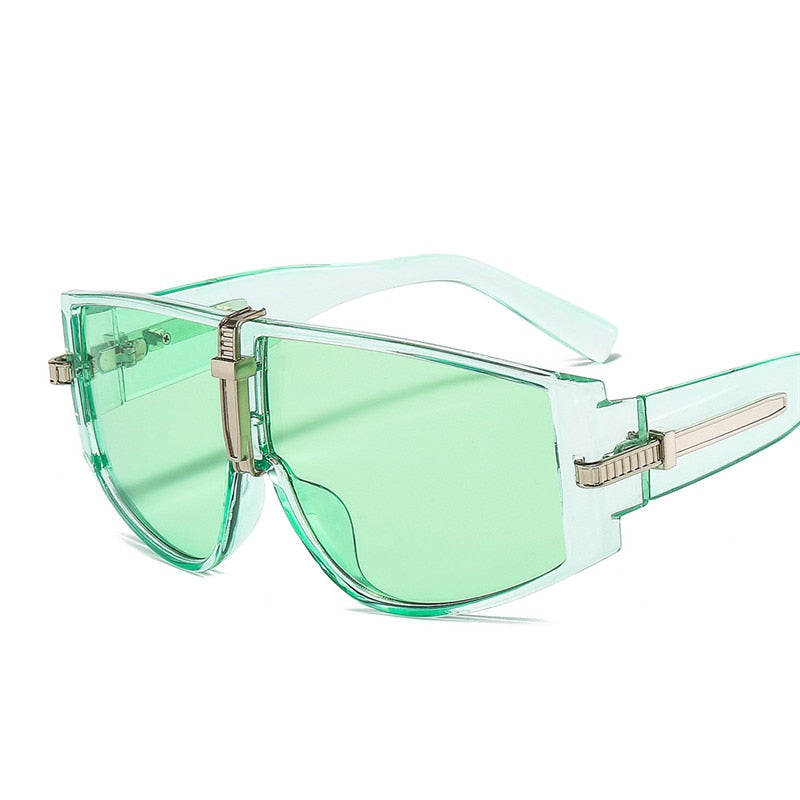 Vintage Punk Sunglasses Women Luxury Fashion Goggle Sun Glasses Men Personality One Piece Black Blue Glasses