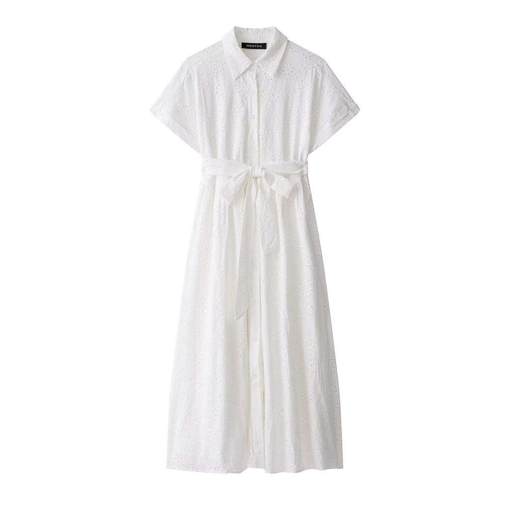 Elegant hollowed out embroidered dress