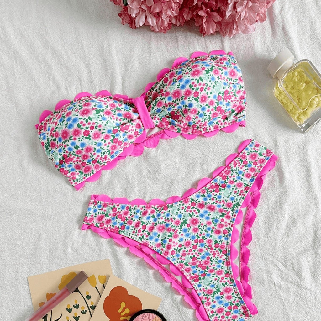 Bikini Set Women Leopard Print Two-Piece Swimsuit Strapless Bikini Swimwear