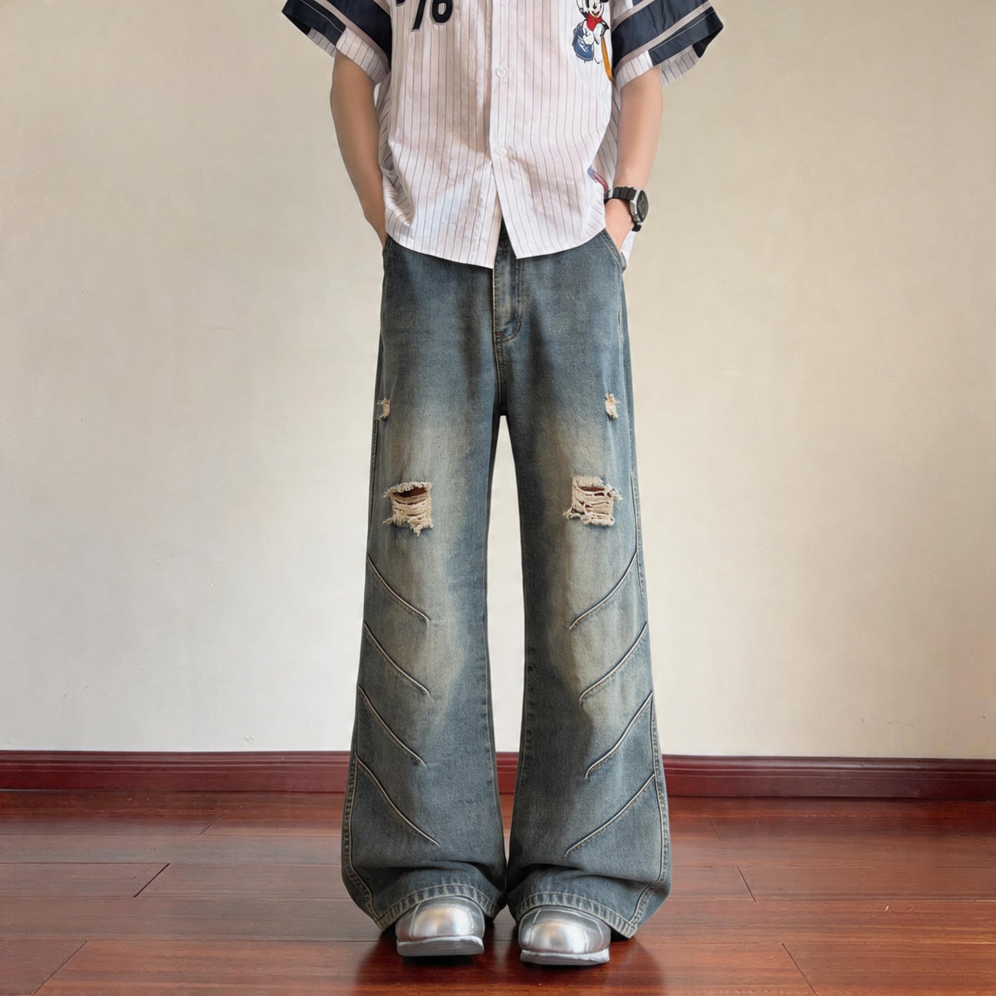 Ripped Denim Pants for Men