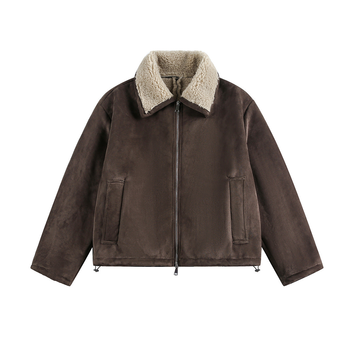 Brown lambhair coat for men