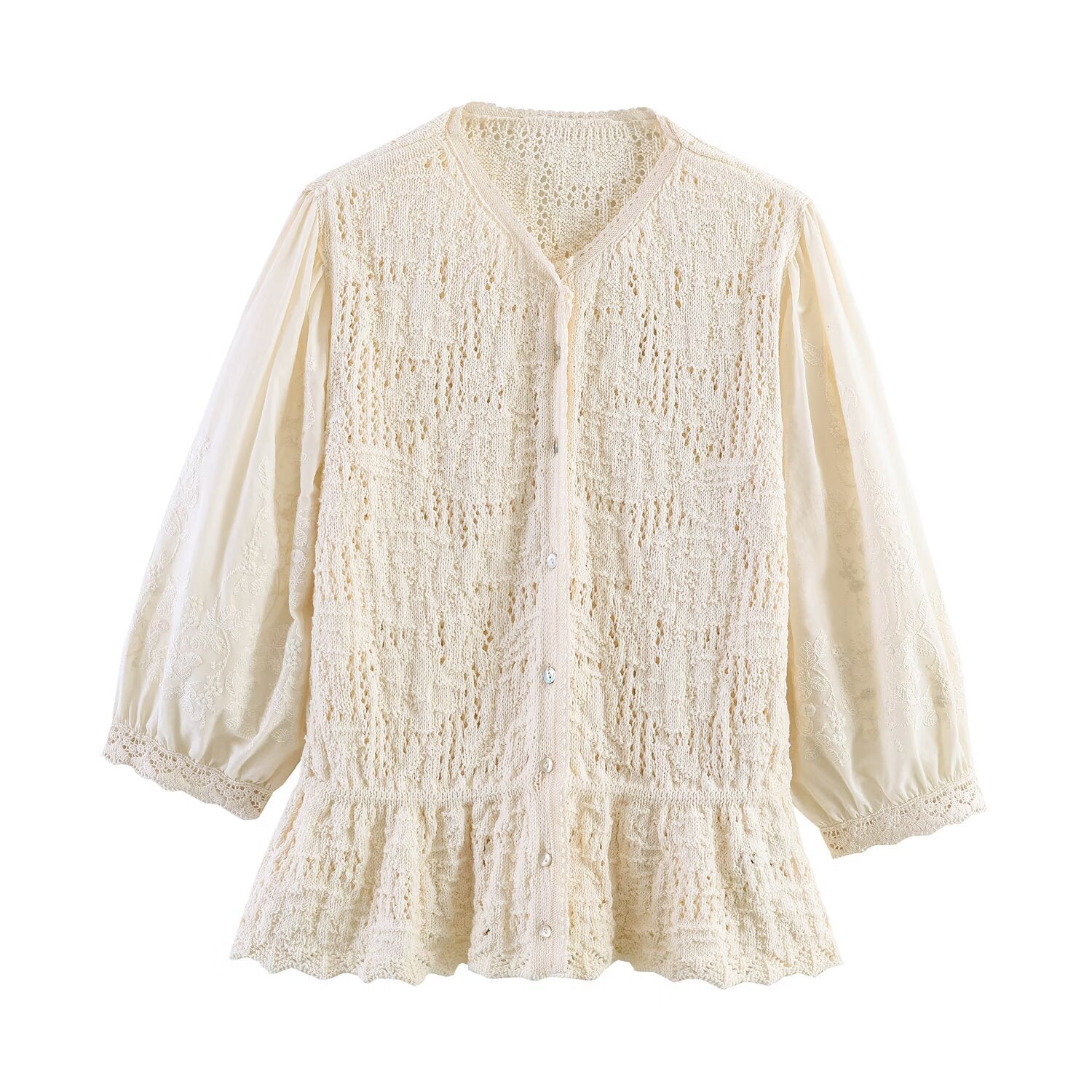 Romantic style patchwork knitted jacket