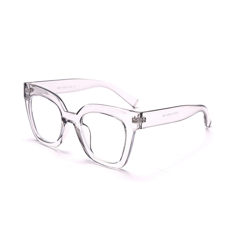 New Personality Simple Large Frame Anti-Blue Light Glasses Go Out Plain White With Square Frame Flat Mirror Decorative Glasses