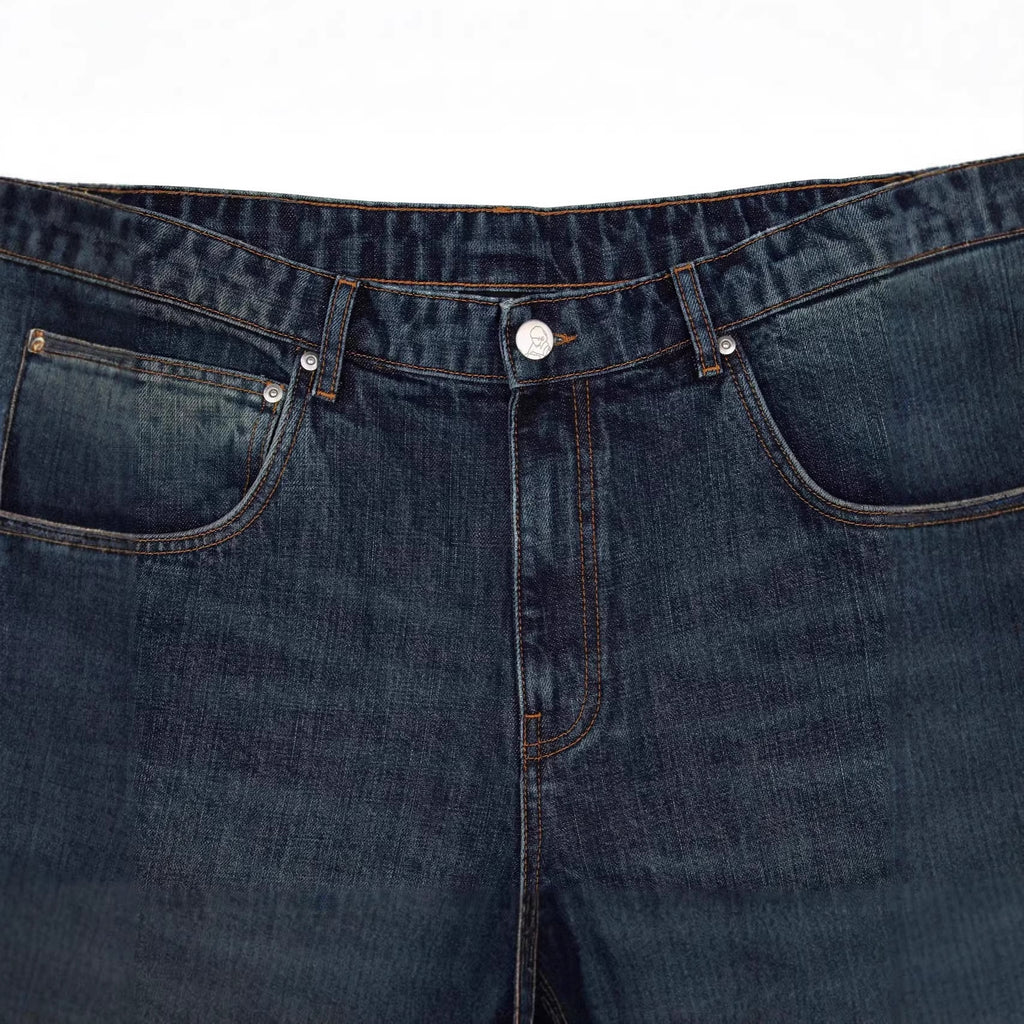 Crossover Derschutze High Street Retro Embroidery Straight Leg Jeans Unisex Unique Design Fashionable Export Style