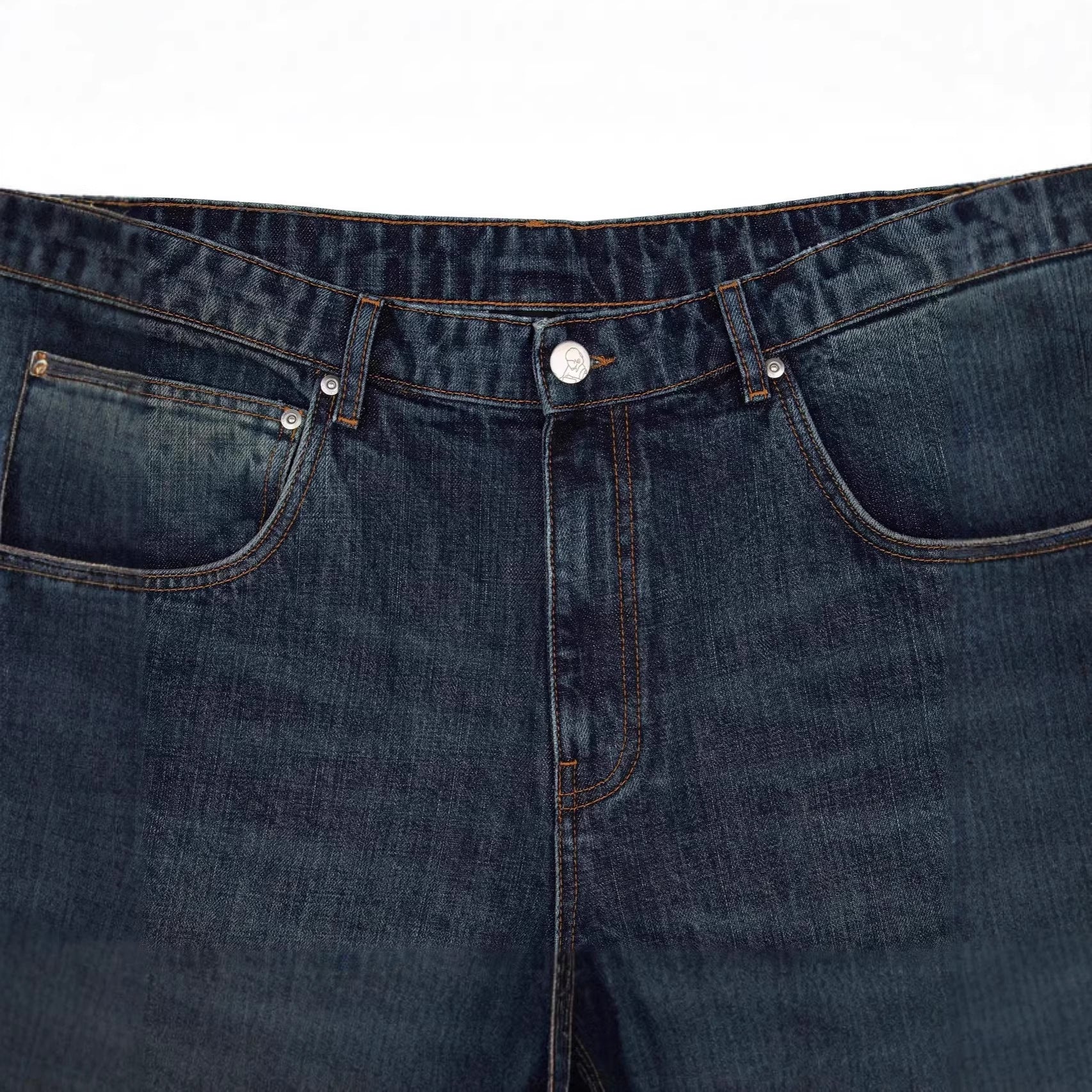 Crossover Derschutze High Street Retro Embroidery Straight Leg Jeans Unisex Unique Design Fashionable Export Style