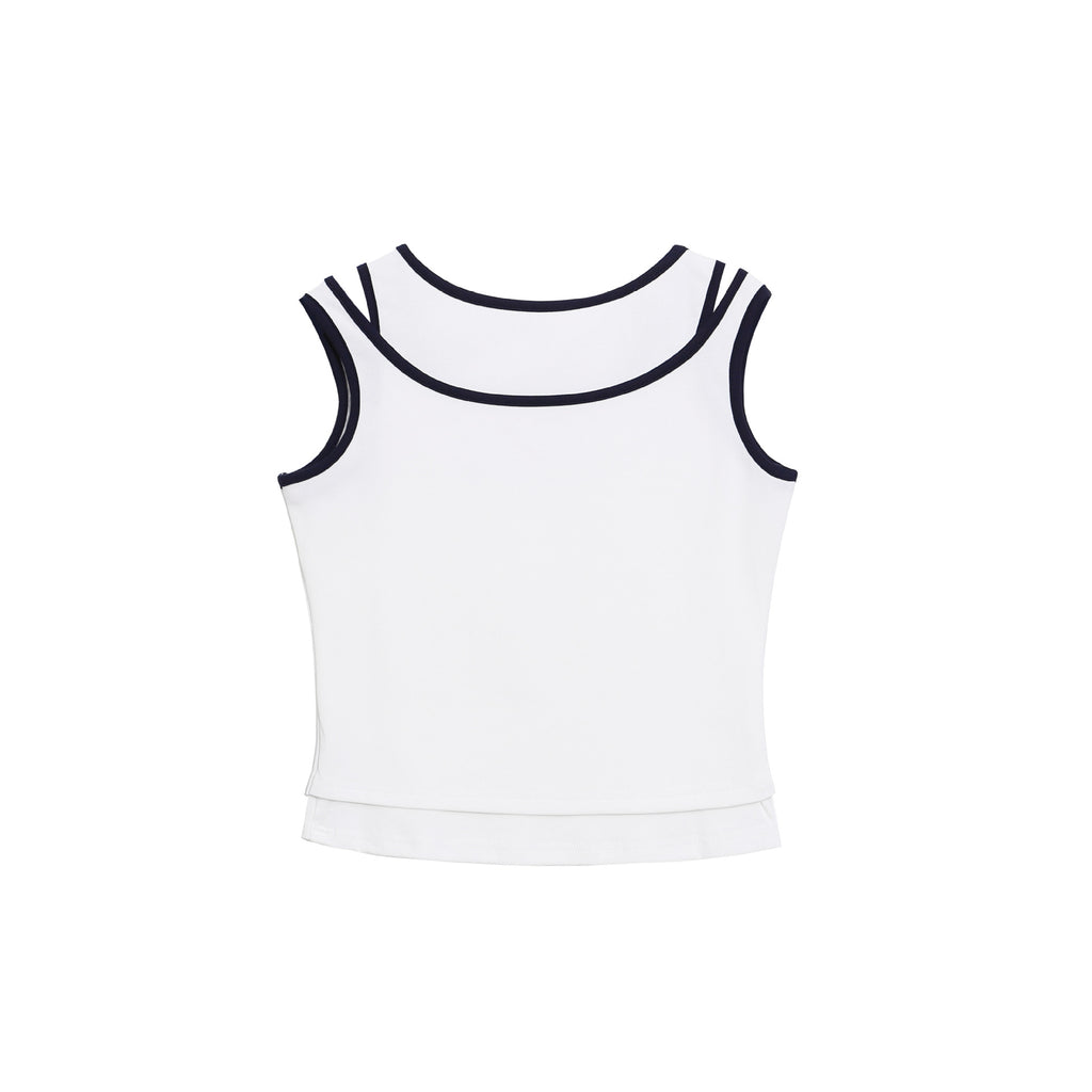 Mock Two-Piece Vest for Women, Double Strap Design, Slim Fit, Short Crop Top