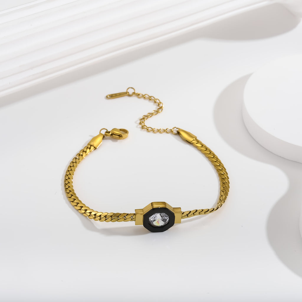 Zircon 18K Bracelet Necklace Zircon Geometry Fashion Simple Titanium Steel Bracelet