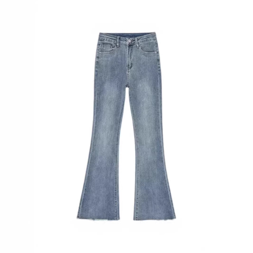 Blue Plus Size High Waist Slimming Pear Shape Elastic Pants Trendy