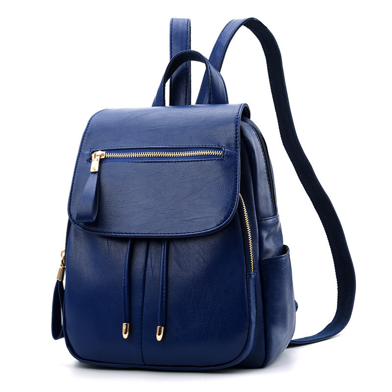 Soft leather backpack travel bag