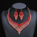Alloy clavicle chain, palace style, retro and exaggerated style, crystal gemstone, short necklace, earring set, dinner party