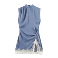 Lace Detail Satin Texture Dress