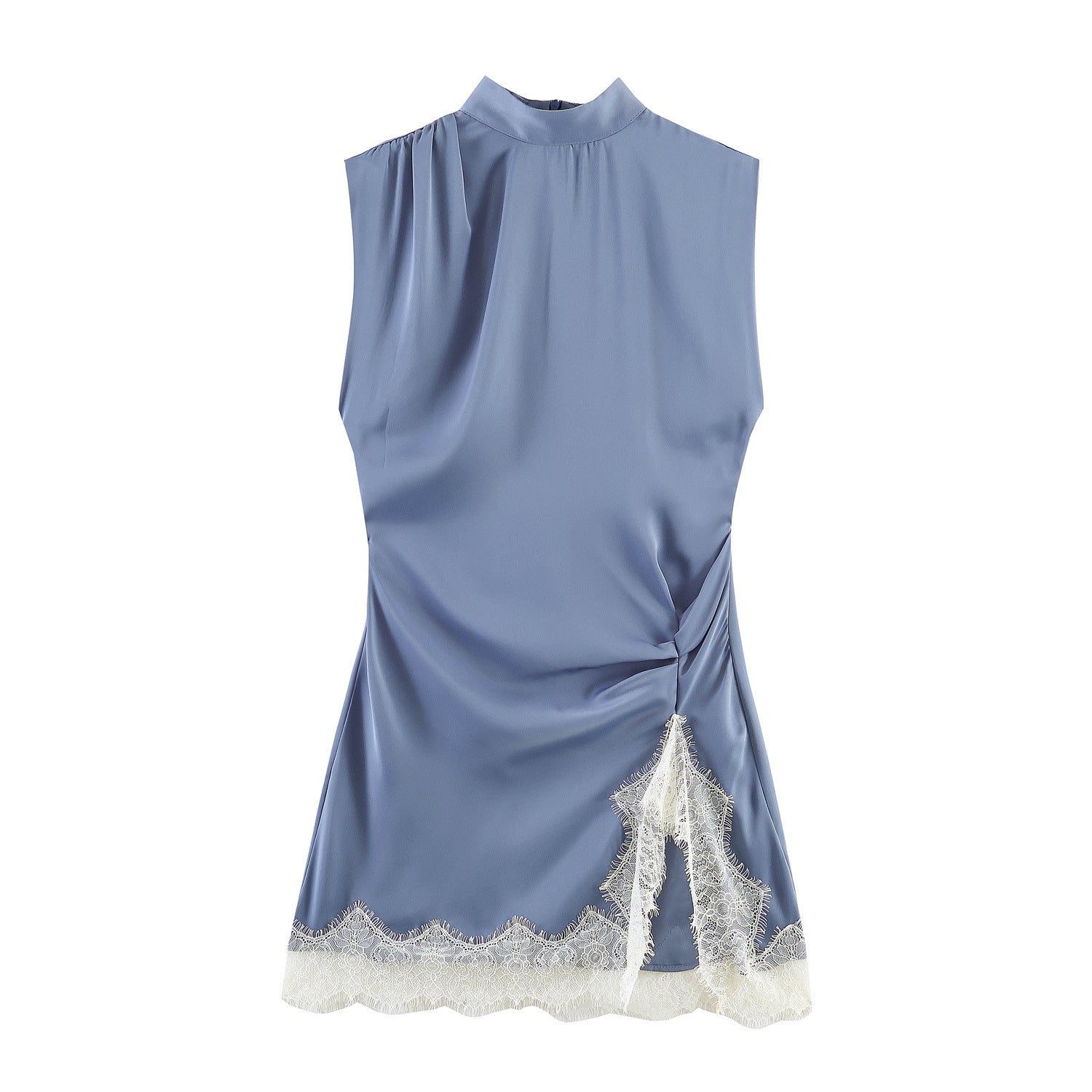 Lace Detail Satin Texture Dress