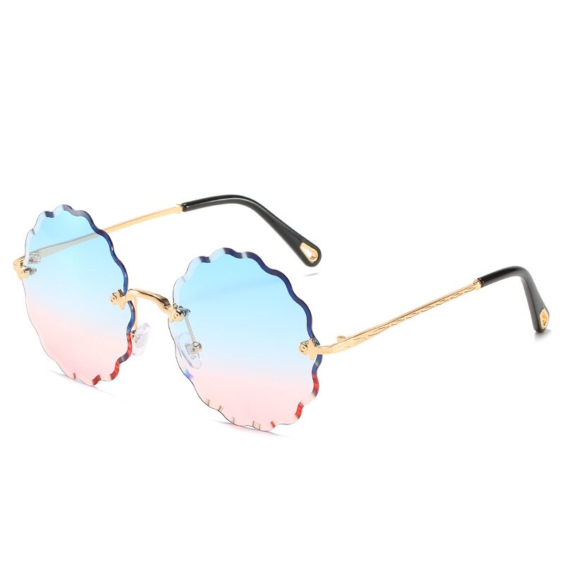 Driving Glasses Women Round Diamond Trimming Frameless Sunglasses Sun Flower Sunglasses Gradient Vintage Fashion Glasses
