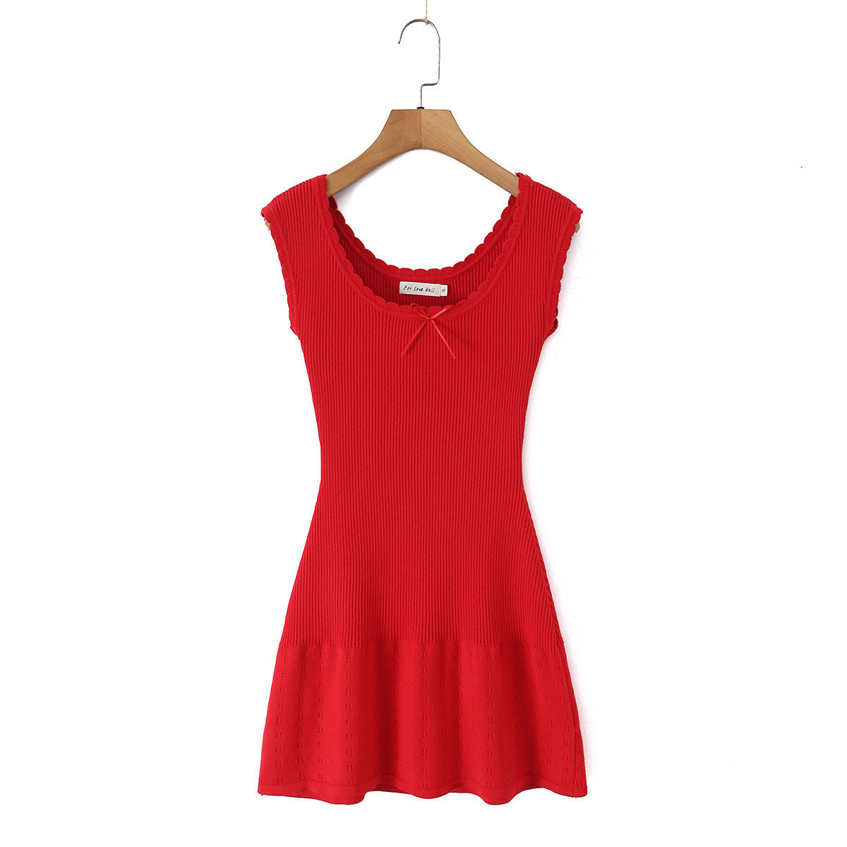 French high elasticity pleated knitted sleeveless dress