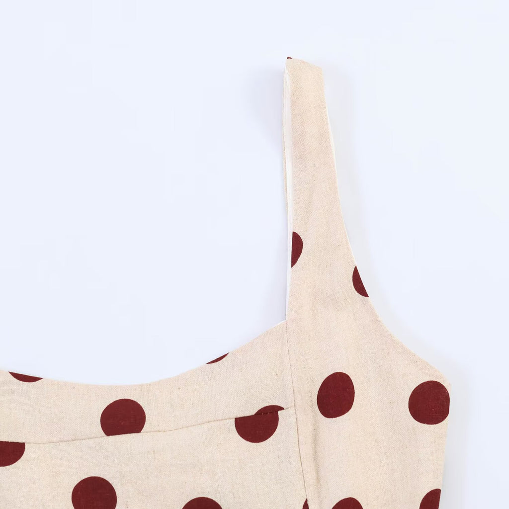 Irregular linen blended MIDI dress