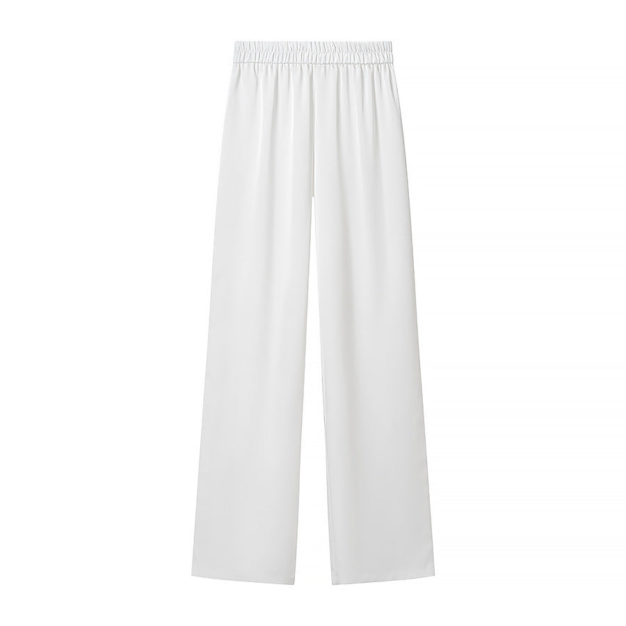 Asymmetric T-shirt top+loose wide leg pants two-piece set
