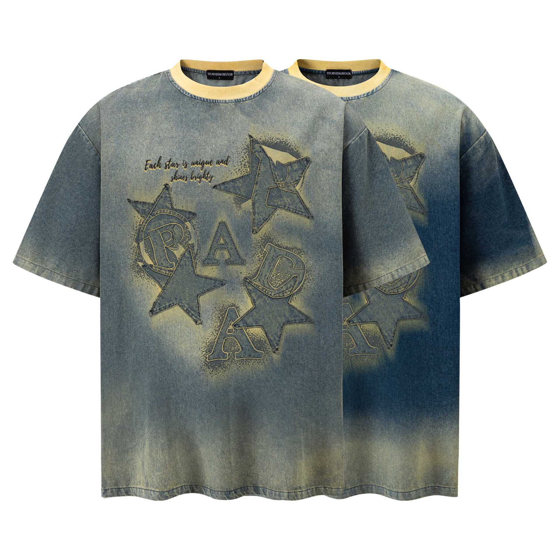 Star letters make old short sleeves