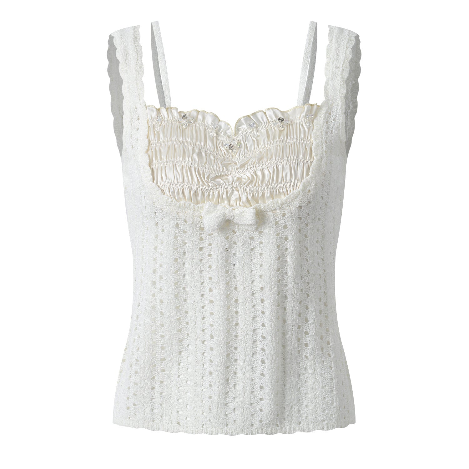 Lace patchwork slim fit camisole top
