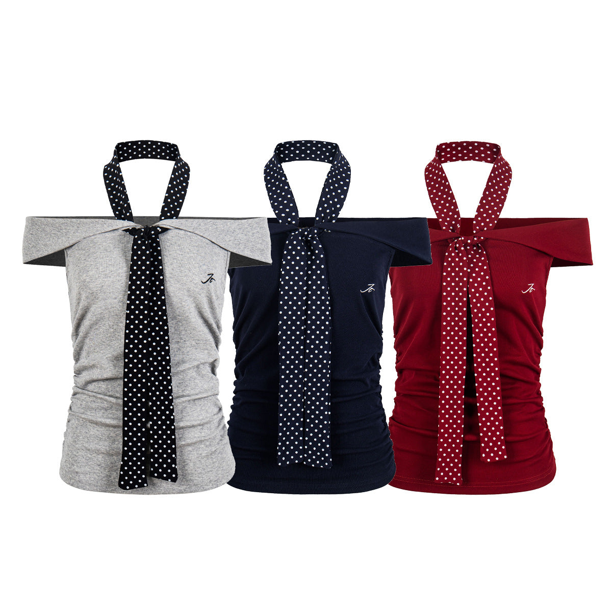 Off-Shoulder T-Shirt for Women, Fitted Slim Fit with Pleated Embroidery Short Sleeve Top