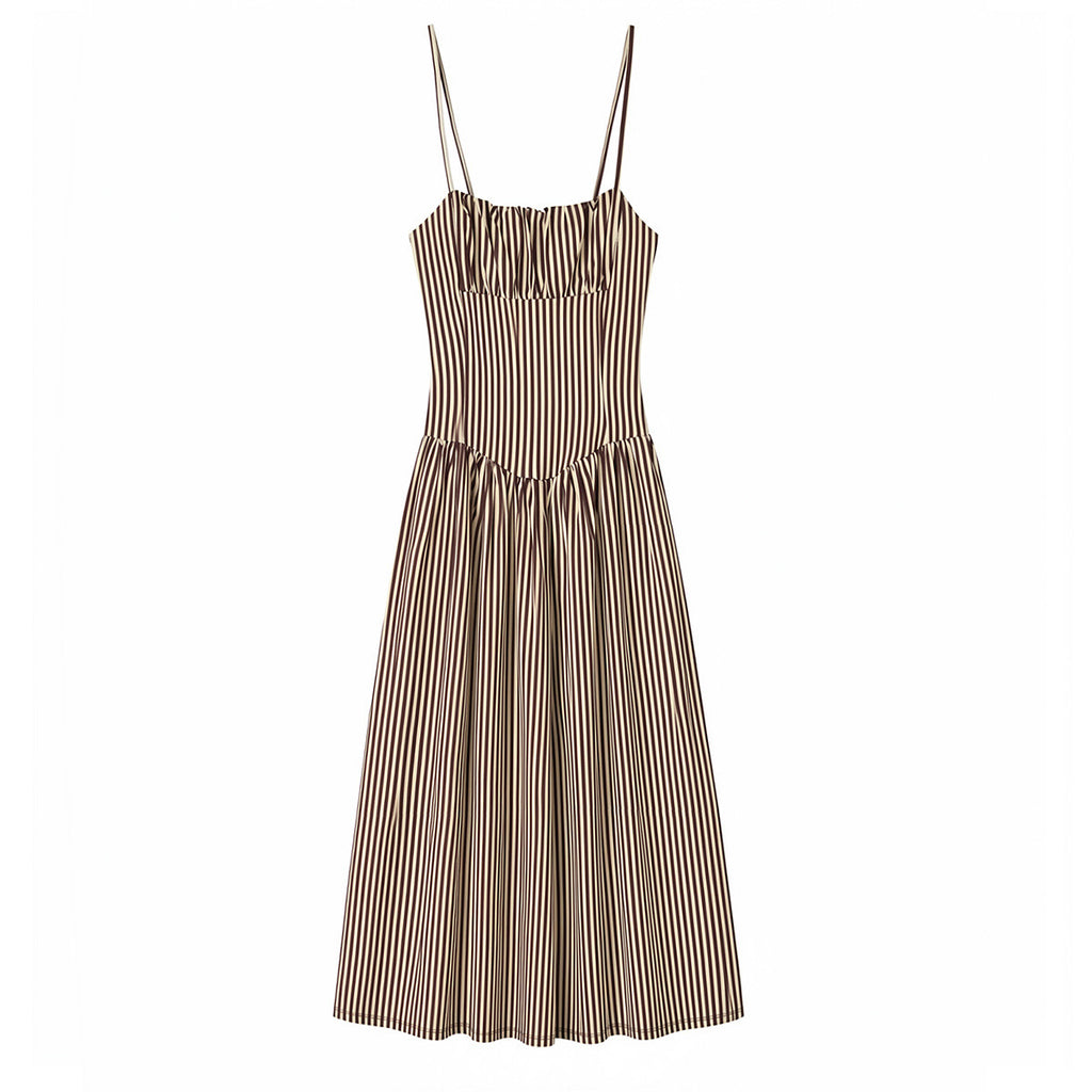 Striped poplin patchwork camisole dress