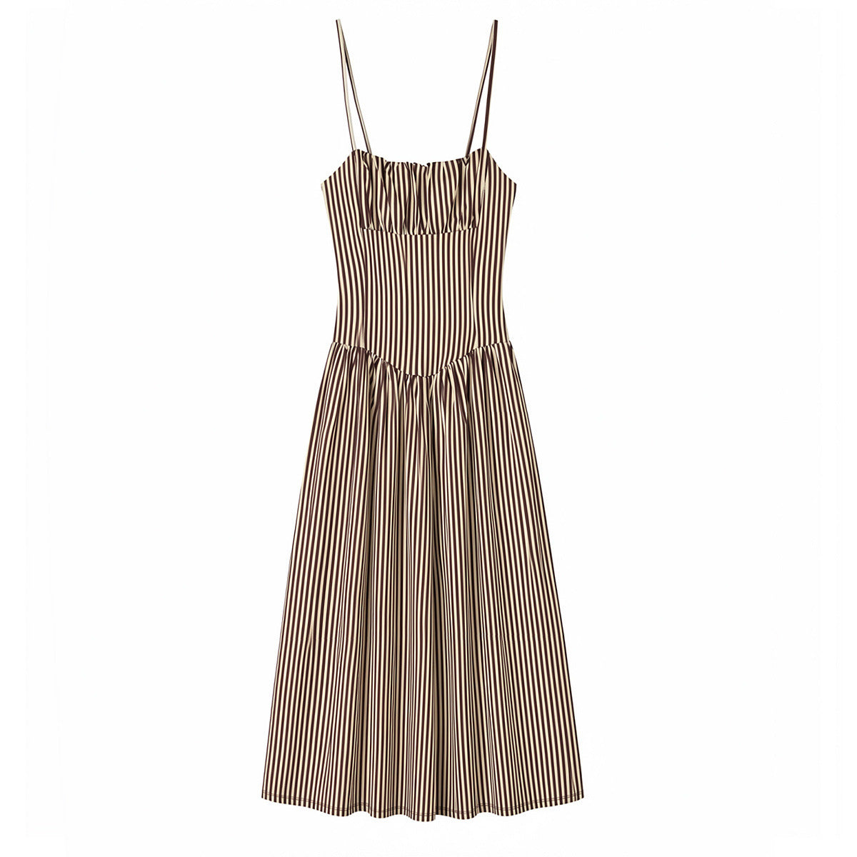 Striped poplin patchwork camisole dress